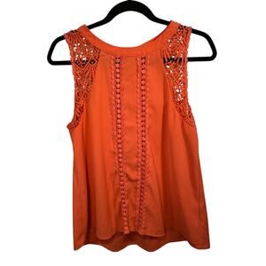 Crocheted Sleeveless Floral Lace Tank Blouse Sheer Feminine Delicate Spring Sz L